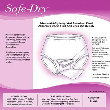 SUPPORT PLUS Womens Incontinence Underwear Washable Reusable 20 oz. Color 3  Pack - Large