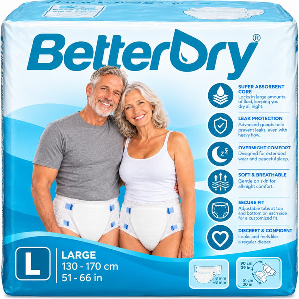 BetterDry 10 - For Heavy Daytime or Overnite Maximum Absorbency Adult Diapers