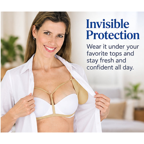 Stay-Rite Garment Shield For Short Sleeves With Seams In Shields With Cross-Your-Heart Delicate Ribbon Style #1253 and #1253CF