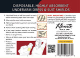 Back of the Kleinert’s underarm shield package with application instructions