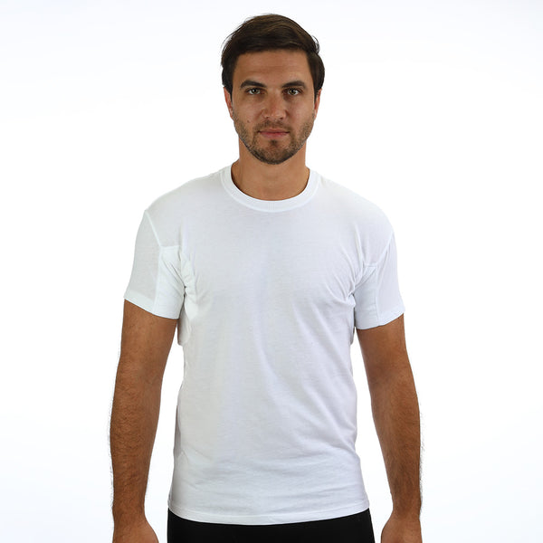 Regular Fit Crew Neck Undershirt With Absorbent, Sweat-Proof, Enlarged, Sewn-In Underarm Shields Style #RSC02 - kleinerts.com