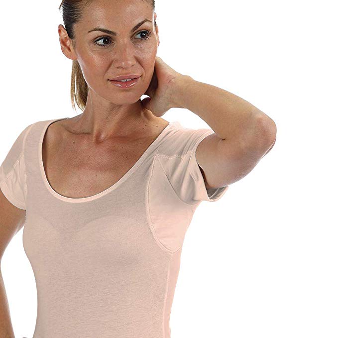 Women's Lightweight 100% Cotton Scoop Neck Undershirt With Absorbent,  Sweat-Proof, Enlarged, Sewn-In, Underarm Shields Style #RSCW2